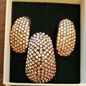 Butler 💜Rose Gold Crystal Pavé Pendant and Earring Set